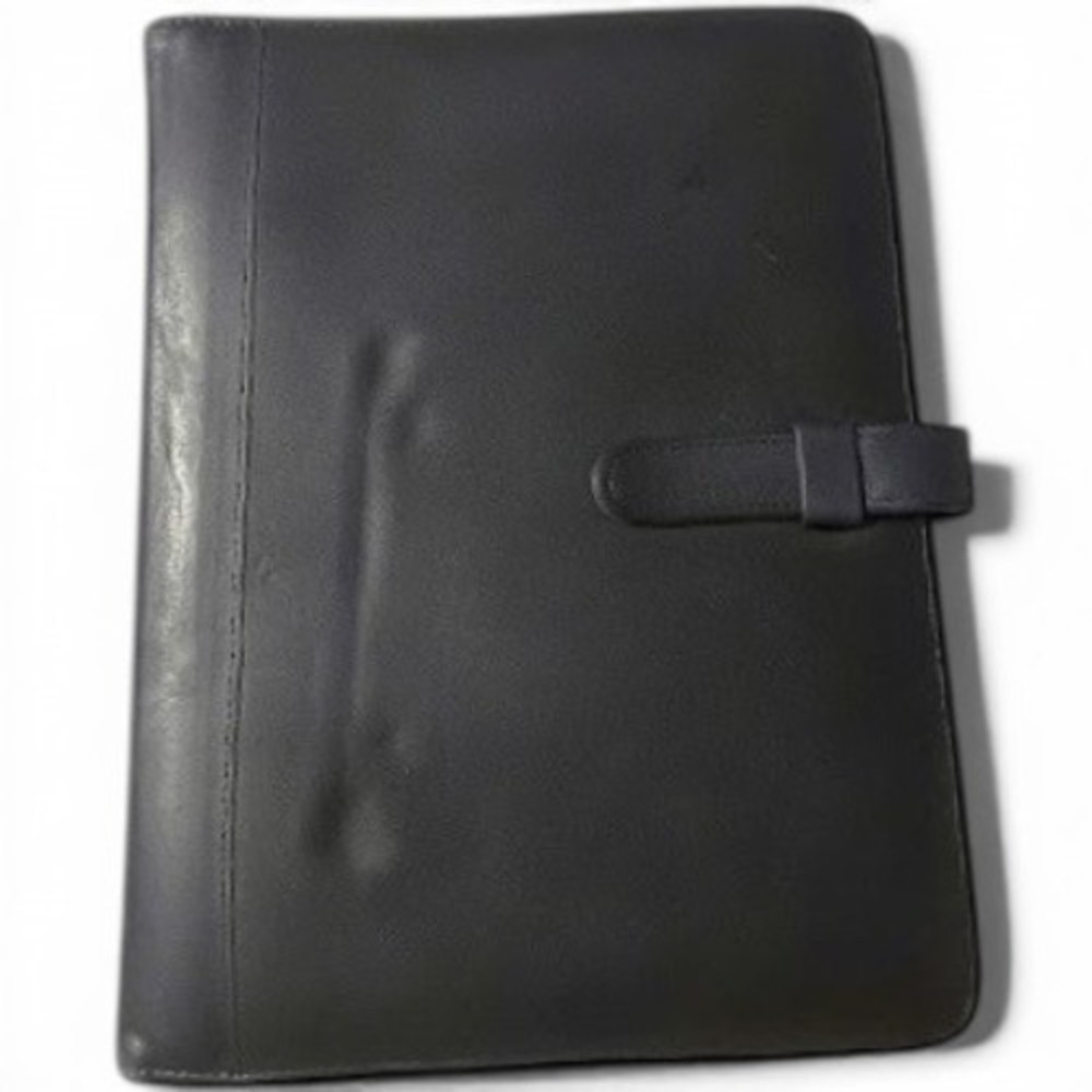 Coach Vintage Black Leather 3 Ring Binder Planner Organizer Address Book Journal